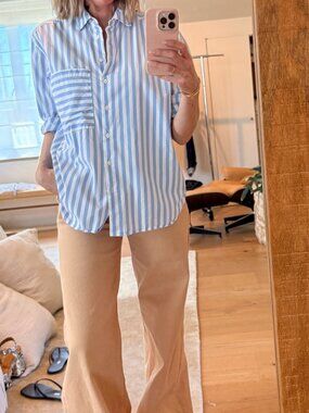 AYR Baby-Blue-and-White striped button down - XS